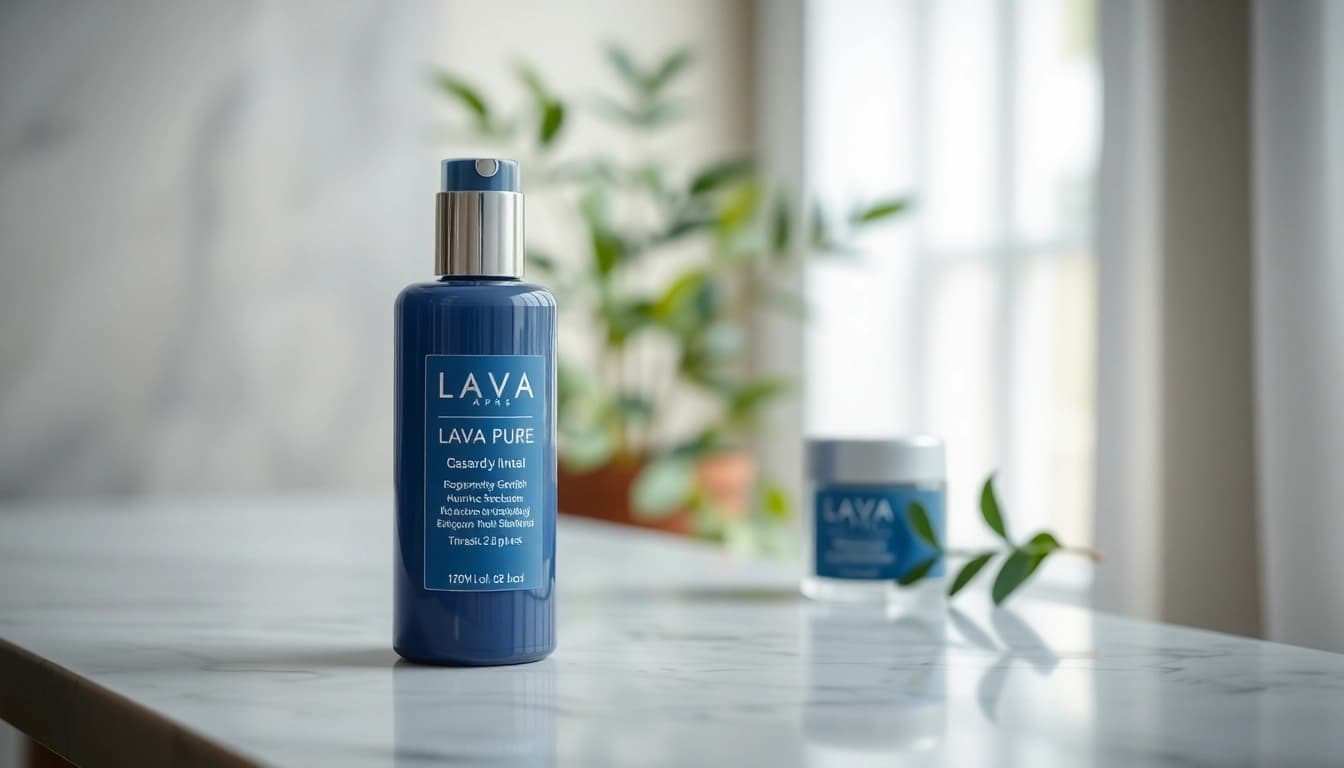 LAVA PURE produkt pielęgnacyjny na eleganckim tle, podkreślający naturalne składniki.