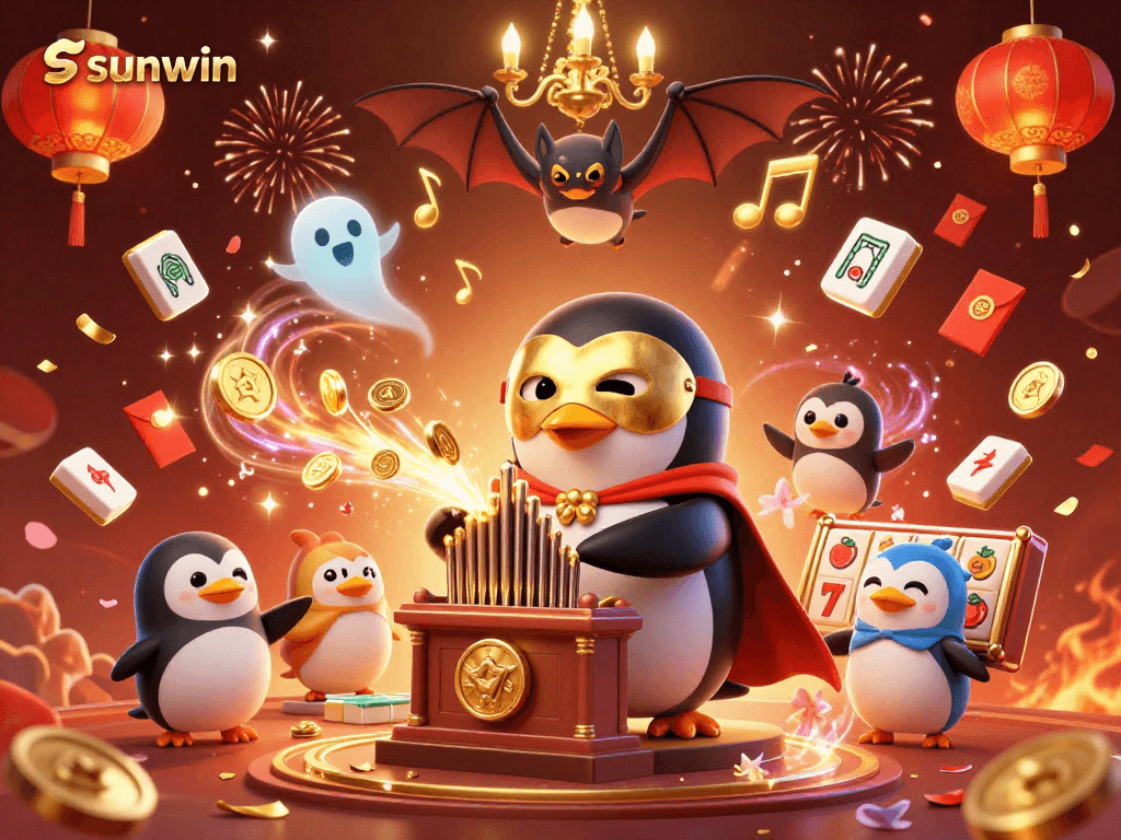 Experience the excitement of sunwin through a whimsical casino scene filled with golden rewards.