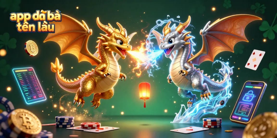 Experience the thrill with app đánh bài tiến lên in a dynamic poker scene featuring vibrant dragons and coins.