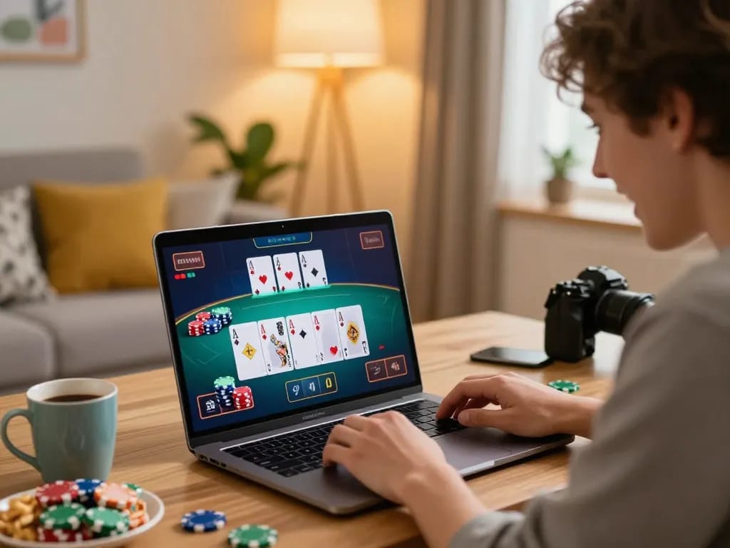 Experience excitement at s666 online blackjack with a player engaged at home