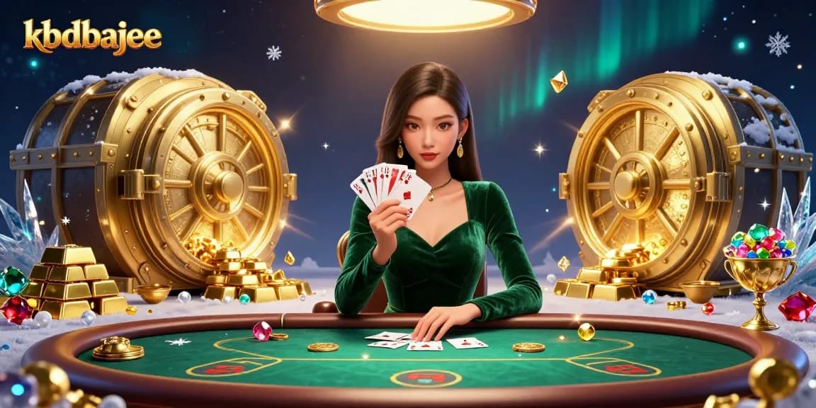 Engage with kbdbajee on a vibrant poker table, showcasing excitement, skill, and treasure.