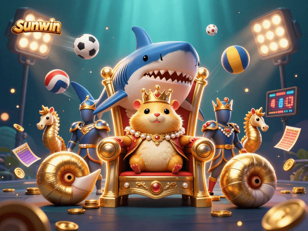Experience the thrilling world of sunwin casino with a dynamic 3D sports-themed digital scene.