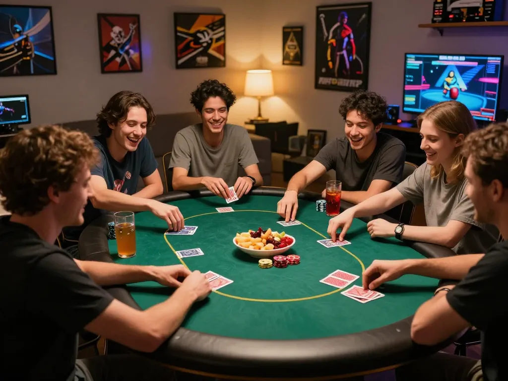 Engaging poker game night at home while exploring Trang chủ TT88 for gaming insights.