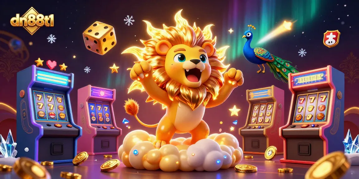Experience thrill with dn88t1's vibrant casino scene featuring dynamic 3D characters and gaming elements.