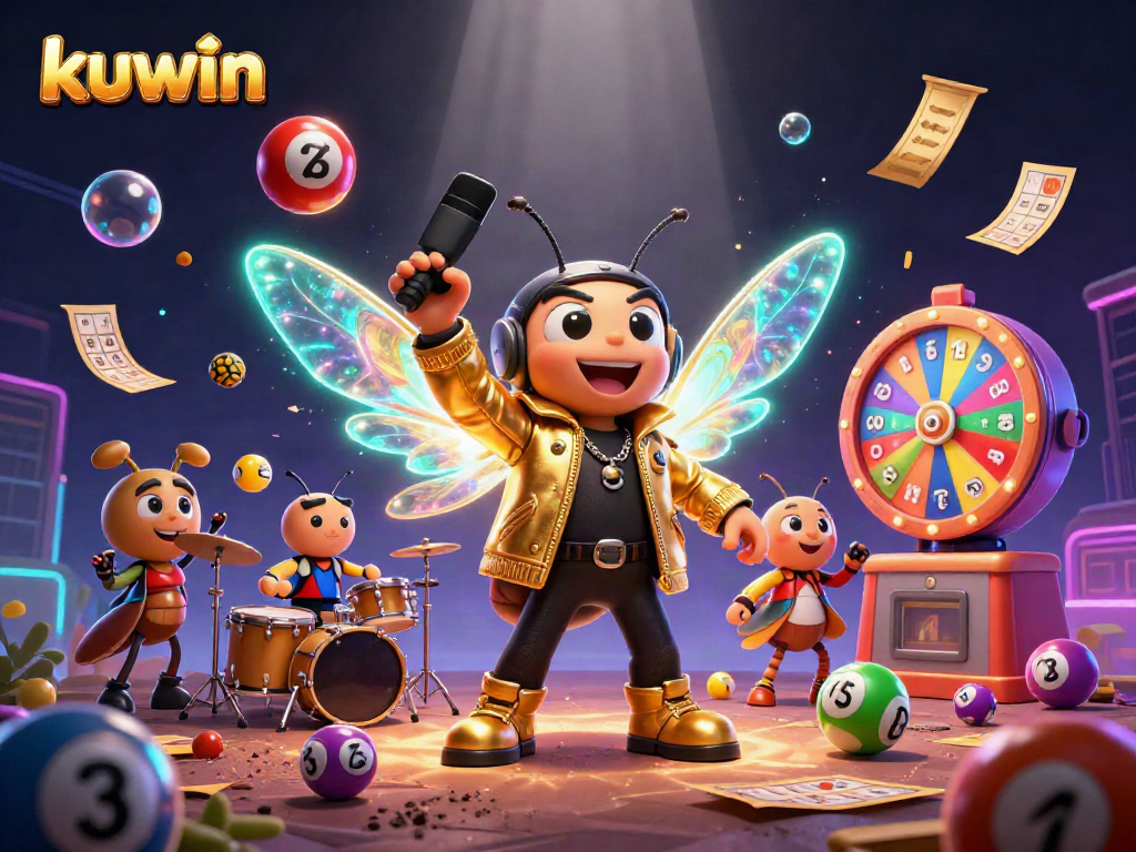 Kuwin lottery excitement with vibrant characters and energetic gaming elements