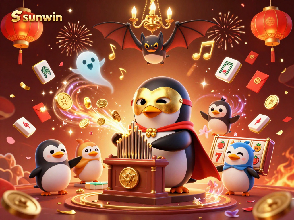 Experience the excitement of sunwin through a whimsical casino scene filled with golden rewards.