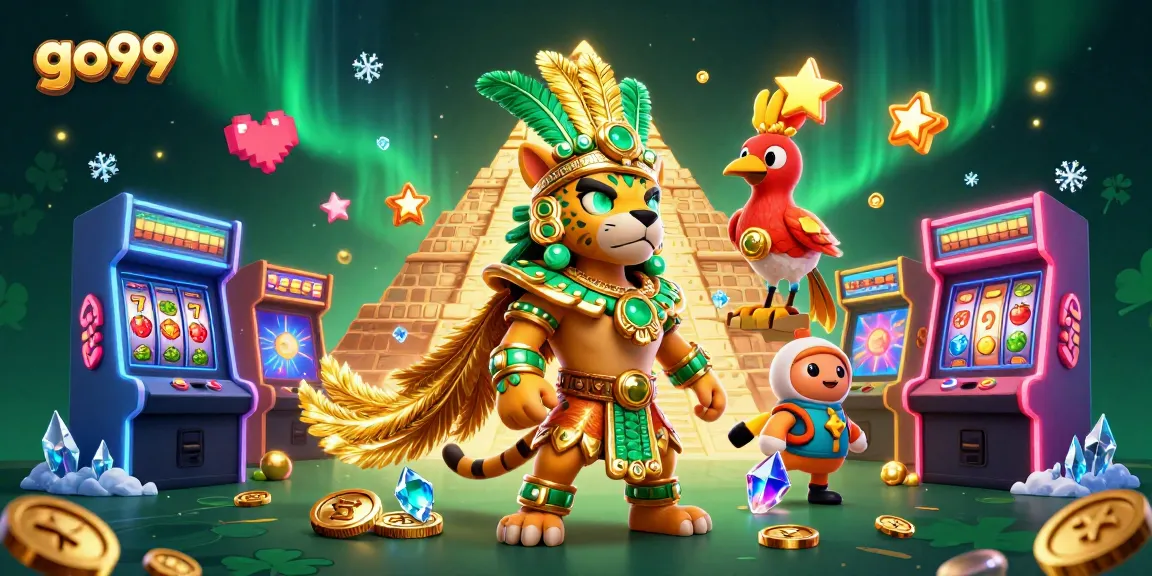 Experience go99's vibrant casino world with our Mayan-themed gaming illustration.