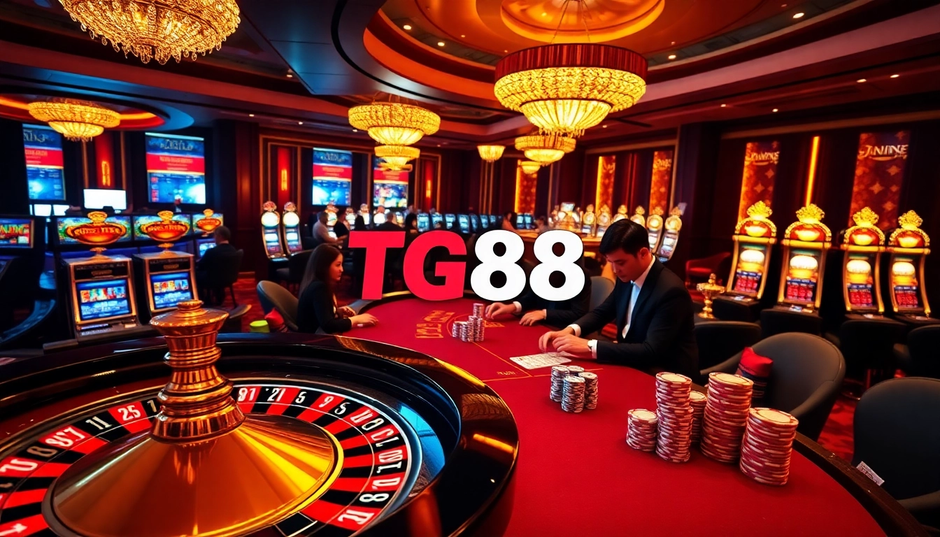Experience the thrill of winning at TG88's luxurious casino tables under ambient lighting.