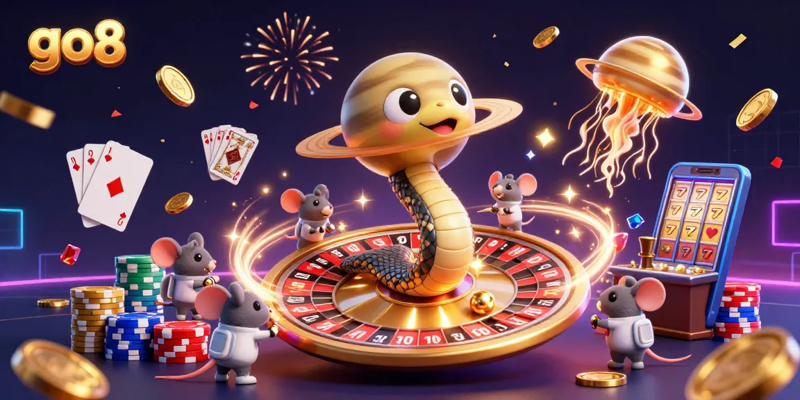 Engage in thrilling bets at go8, with vibrant cosmic casino elements and interaction in an enchanted space.