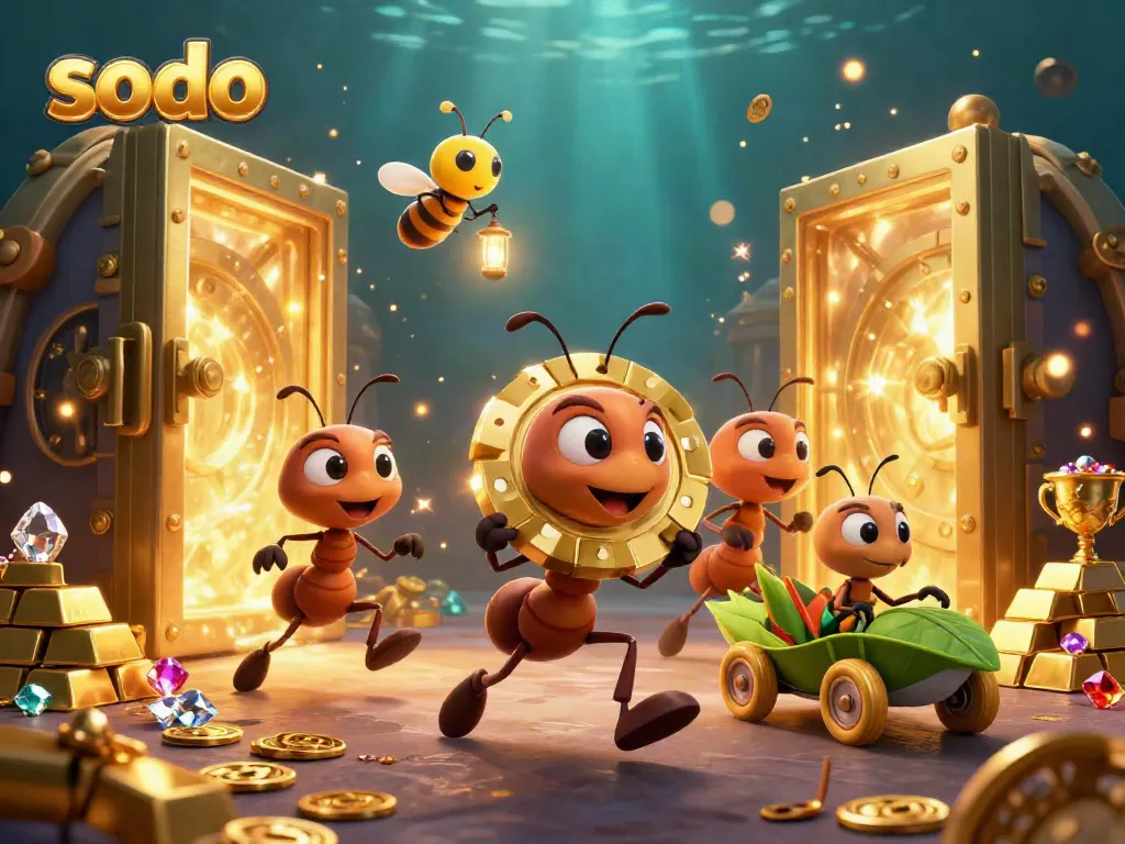 Experience the thrill of SODO as cartoon ants seize a giant poker chip amidst a treasure heist.
