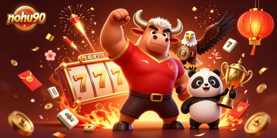 Nohu90's exciting jackpot scene featuring characters and dynamic casino elements for epic gaming.
