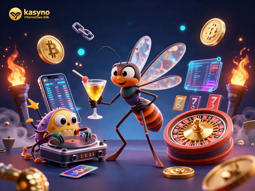 Experience the thrill at kasyno internetowe blik with dynamic scenes of casino elements in vibrant colors.