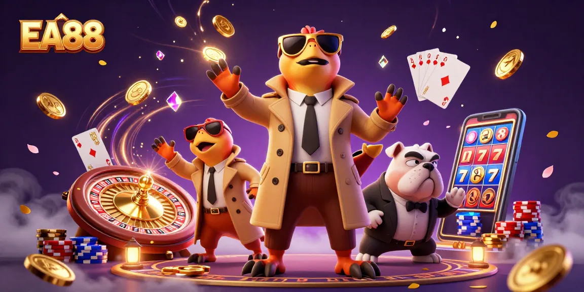 Enter the EA88 casino realm with raptors in disguise, gold coins cascading around.