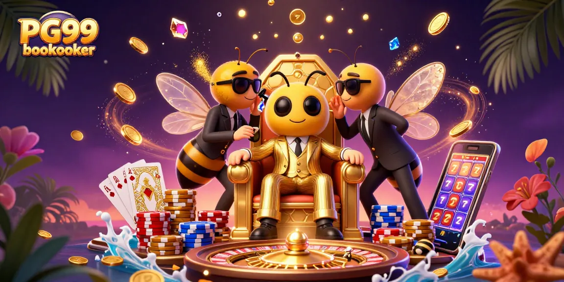 Engage with PG99 bookmaker's exciting world of games, featuring vibrant casino elements and animated characters.