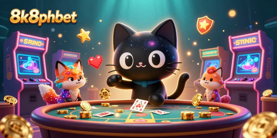 Experience the excitement at 8k8phbet with dynamic characters and colorful casino elements.