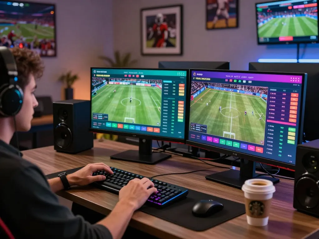Engaging in thrilling sports betting experiences on g28 with multiple screens showing live odds and matches.