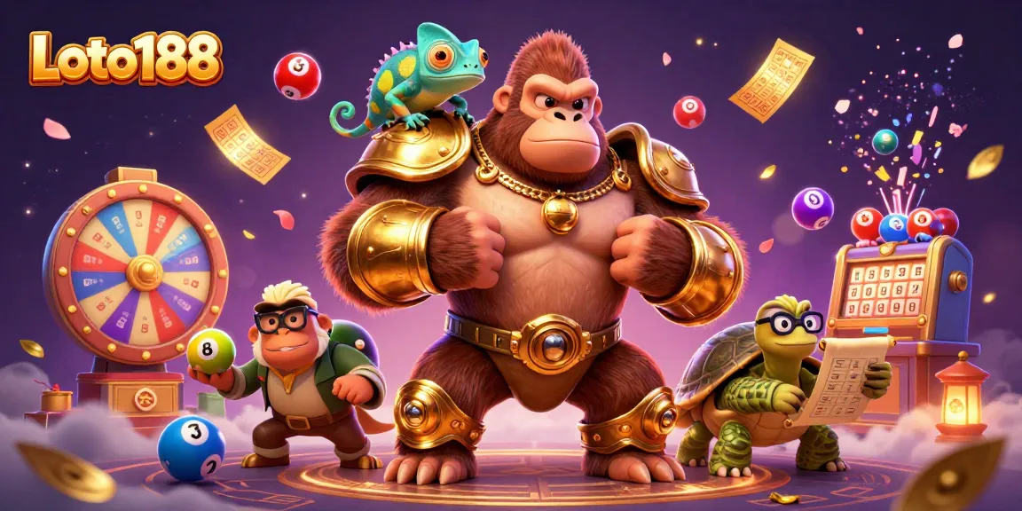 Loto188 brings excitement to online gambling with vibrant lottery elements and animated characters