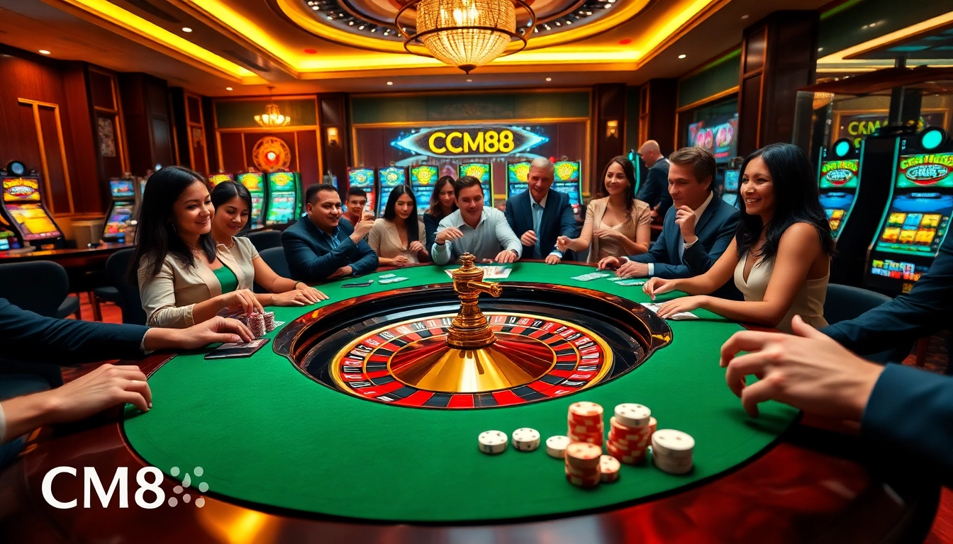 Players enjoying a high-stakes roulette game at CM88 Casino, capturing the thrill of gambling.