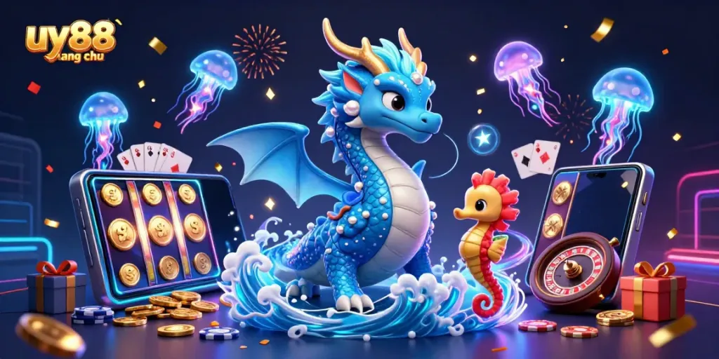 Experience thrilling gaming at uy88 trang chủ with dynamic elements like slot games and vibrant characters.