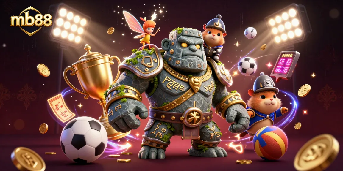 Engage with mb88's exciting betting scene featuring a lively golem guardian, fairy magician, and hamster knight.