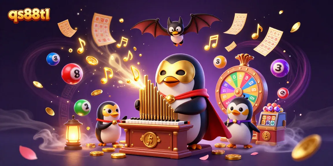 Experience thrilling gameplay at qs88t1 with a vibrant lottery and casino scene featuring golden musical notes and rich game elements.