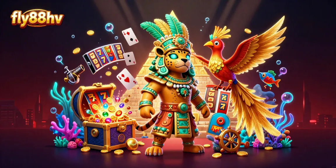 Spin to win at fly88hv with vibrant slot action surrounded by thrilling characters in a dynamic casino scene.