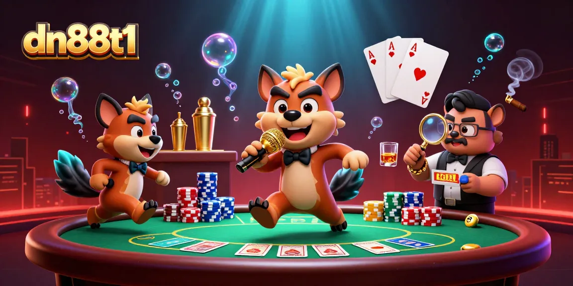 Experience the exciting atmosphere of dn88t1 with a lively casino scene featuring hyenas as entertainers.