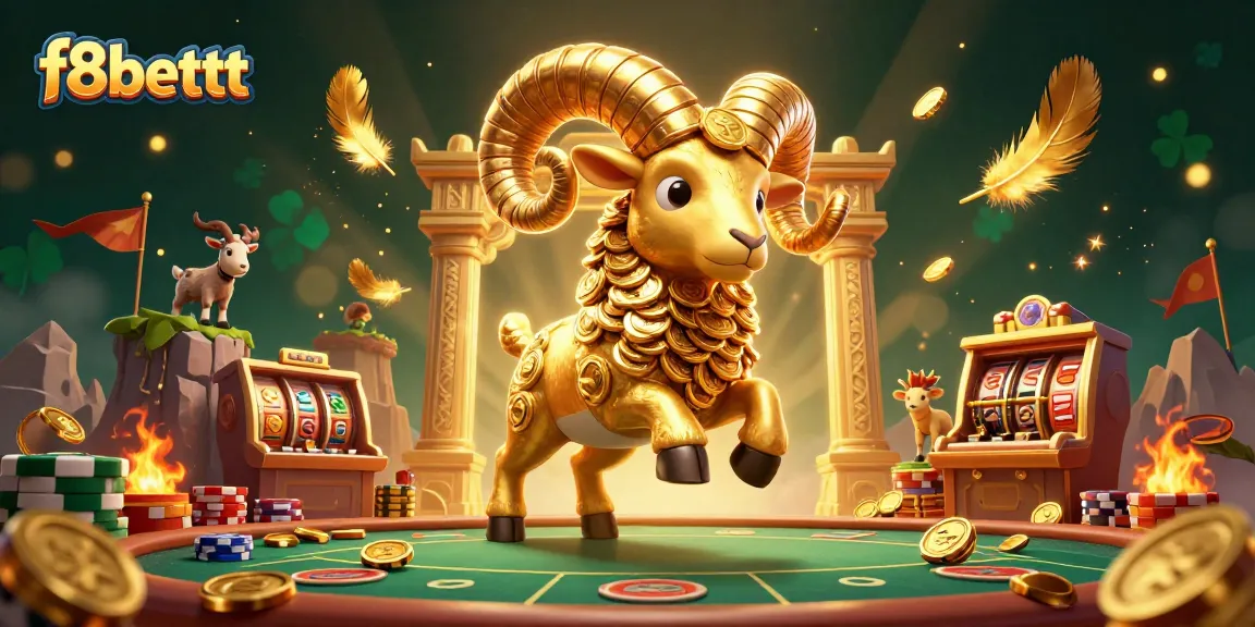 Experience the thrill of f8bettt with an energetic casino scene featuring a golden ram and dynamic game elements.