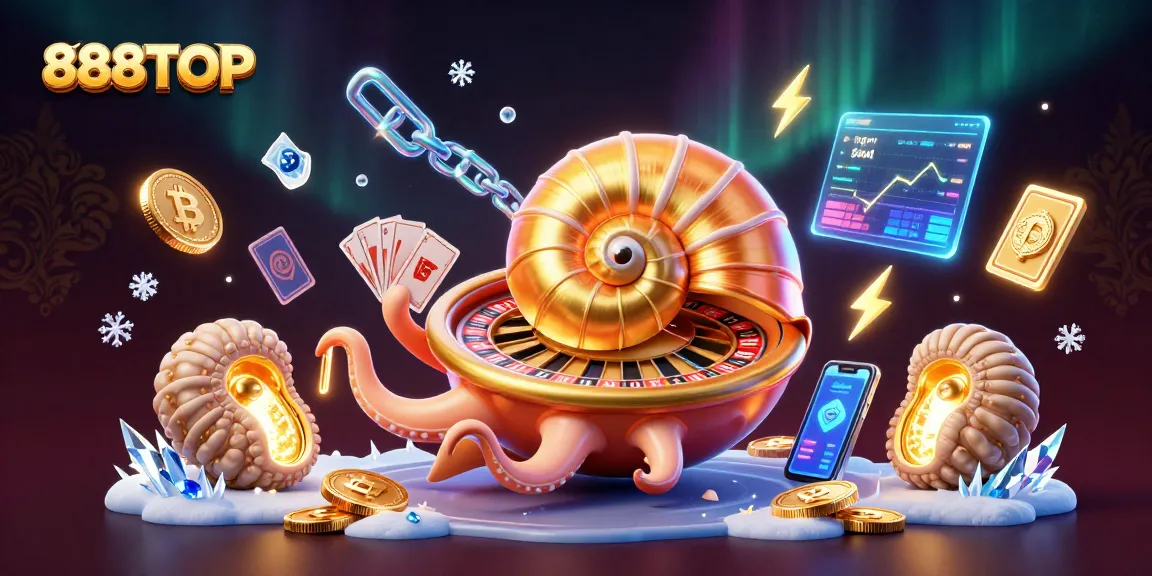 Play at 888TOP with this captivating illustration featuring a giant nautilus as a roulette wheel.