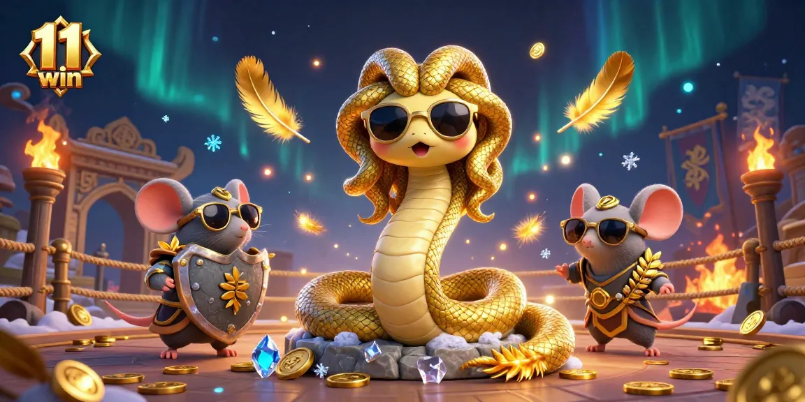 Engage in exciting gameplay at 11 win with a dynamic scene featuring Medusa and a stone-shield mouse.